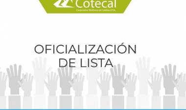  COTECAL: Se oficializó la única lista presentada