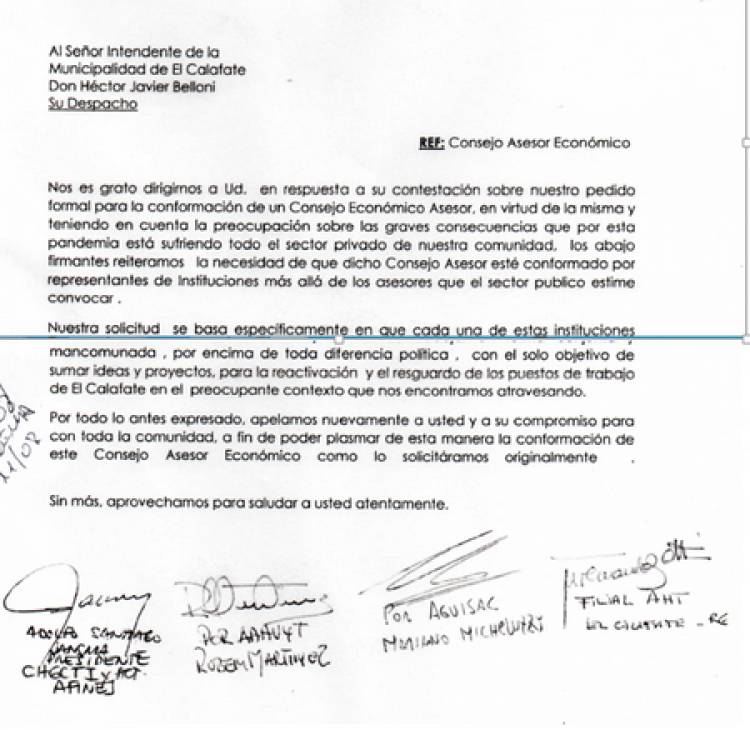 Pedido colectivo-  Entidades solicitan al municipio que Consejo  Asesor Económico sea integrado por instituciones